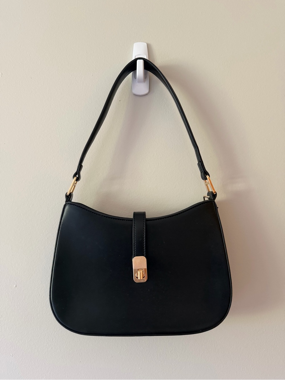 Miztique Black Shoulder Bag with Gold Hardware